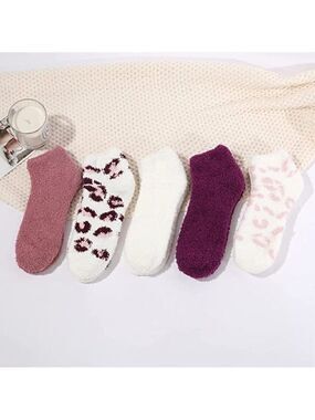 𝅺5 Pairs Luxury Soft Fluffy Fuzzy Socks Warm Winter Fall Thick Cozy Sleep NWT